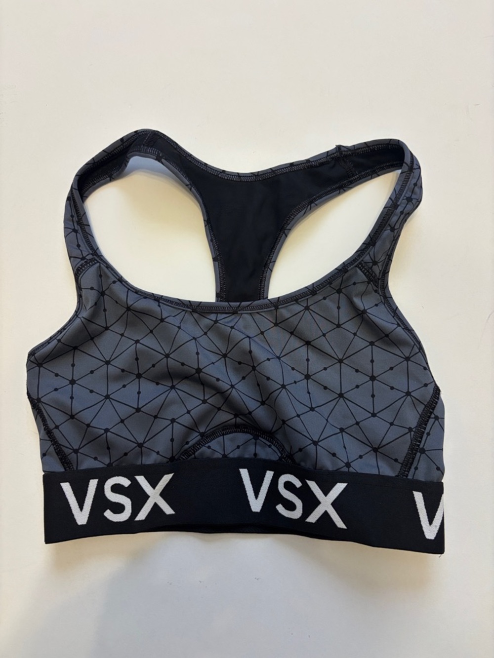 VSX Black & Gray Geometric Racerback Sports Bra